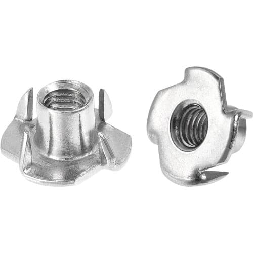 Uxcell M8 Tee Nut 4 Pronged T-Nut for Table Legs Woodwork Holds Wood Cabinetry 25pcs
