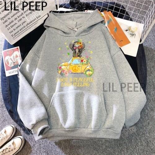 I Got A Peaceful Easy Feeling Elephant 2021 Oversized Sweatshirt Kawaii Hoodies For Women Top Clothes Female Hoodies Full Sleeve