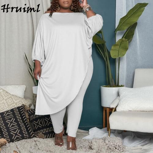 Women Clothing 2 Piece Sets Long Sleeve Tops Irregular Hem Long Pants Women Sets Clothes Spring Autumn Plus Size Womens Suit