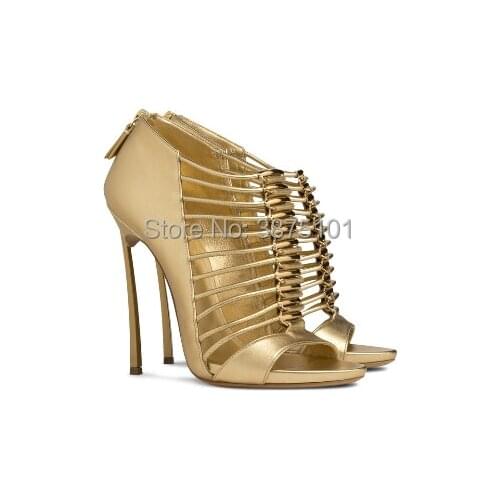 Women Sandals Pump High Heels Gold Strap Sandals Lady Metal Blade Heel Party Sexy Shoes