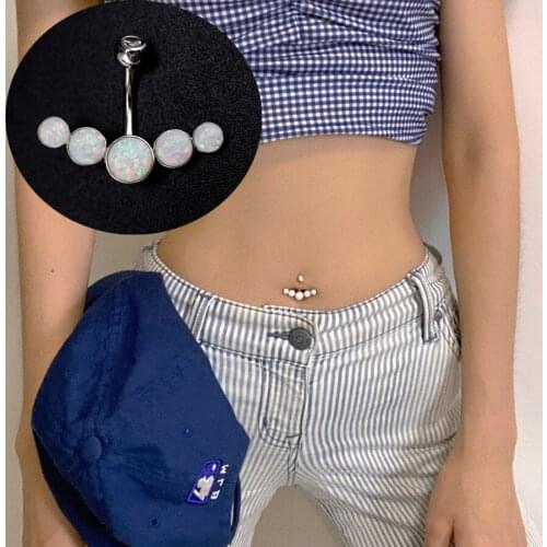 Opal Belly Button Piercing Dangling 925 Sterling Silver Lady Body Jewelry For Women Trendy Summer Beach Accessories Dance Gift