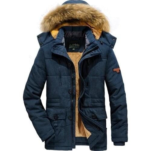 Winter Men Hooded Parkas Fur Linner Thicken Jacket Plus Size 6XL Male Casual Overcoat Hat Detachable Jackets Coats Men Clothing