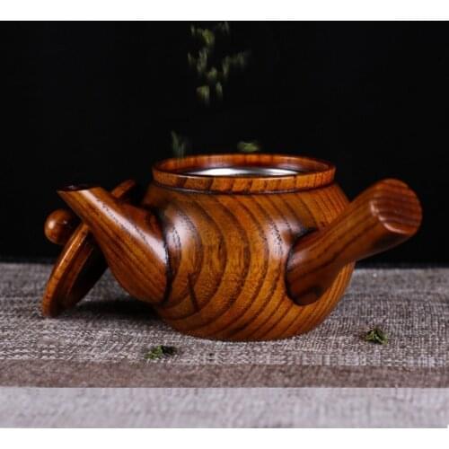 1 Pcs Wooden Tea Japanese Style Heat Resistant Tea Infuser Pot With Wood Cover Tea Puer Kettle Coffee Cup Kitchen Accessories