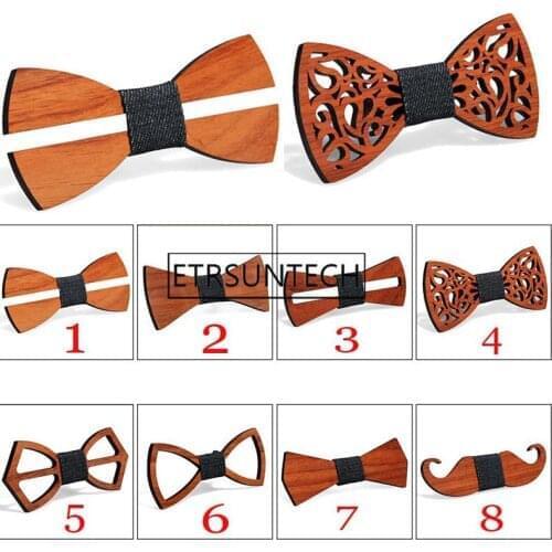 100pcs Wooden Bowtie Men Formal Geometry Necktie Boy Mens Accessory Wedding Party Christmas Gifts Wood Neck Wear