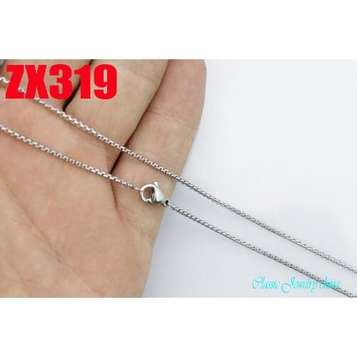 14"-38" 1.5mm round box chain stainless steel necklace fashion Sweater chain 20pcs ZX319