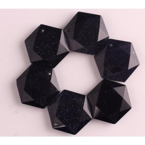 6pcs Blue Sandstone Hexagram Obsidian Star of David Pendant Lucky Love Natural Stone Couple Unicursal Hexagram Necklace Free