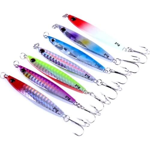 7PCS Lure Metal Fishing Jigging Lure Spoon 21g Artificial Fishng Metal Jigging Spoon 3D Eyes Spoon Jig Super Hard Bait Pesca
