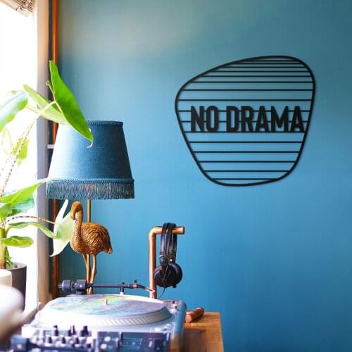 No Drama (49*45 cm) Metal Black Decor Wall Art Decorative Nordic Style Large Wall Decor for Living Room Office Home Decoration