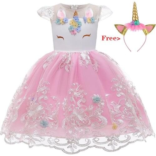 Kids Unicorn Party Dresses For Girls New Year Carnival Costume Girls Princess Dress Baby Girls Dress Toddler Children Clothing