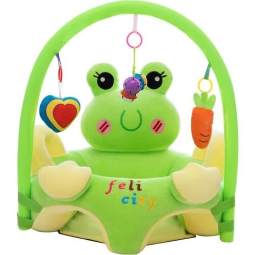 Baby Plush Chair Sofa Set Support Seat Cover Cartoon Learning Sit Plush Chair Toddler Nest Puff Washable With Rod Toys No Fill