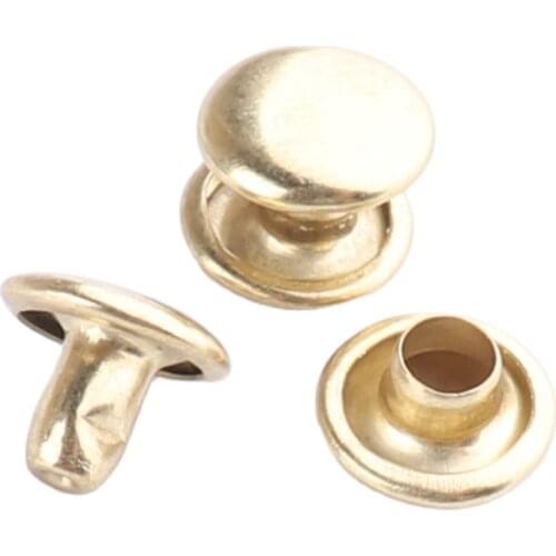 Double Cap Rivets 6.5*8mm Gold For Bag Belt Shoes Garment and Tools DIY Leather craft sewing Handmade Decorative accessories