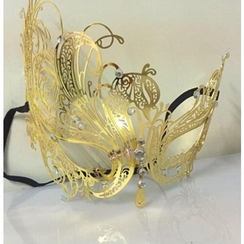 Halloween Masquerade Makeup Hollow Swan Rhinestone Phoenix Eye Mask Luxury Phantom Metal Venetian Party Masks