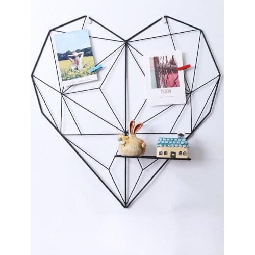 Hot Home Cafe Heart Wall Mount Shelf Clip Power Cord Photo Storage Shelf Shelf Decorative Postcard Frame Display