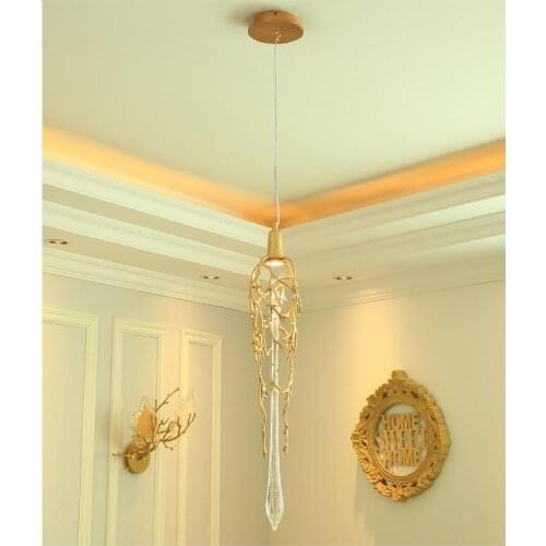 Copper branch chandelier restaurant engineering hotel duplex stair lamp artistic personality pure copper cage lighting