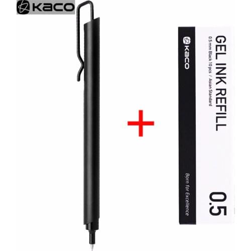 KACOGREEN Klip Metal Sign pen 0.5MM Black Ink Gel Pen With Pen Clip New Design pen For Office Business For Gift+Box ,Kaco refill