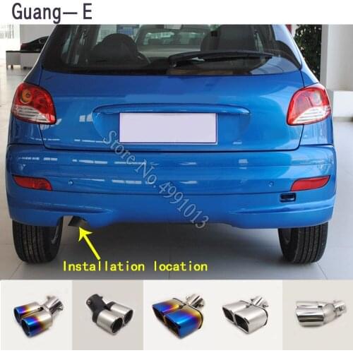Car stickers body cover muffler exterior back end pipe dedicate exhaust tip tail outlet ornament 1pcs For Peugeot 207 2009-2013