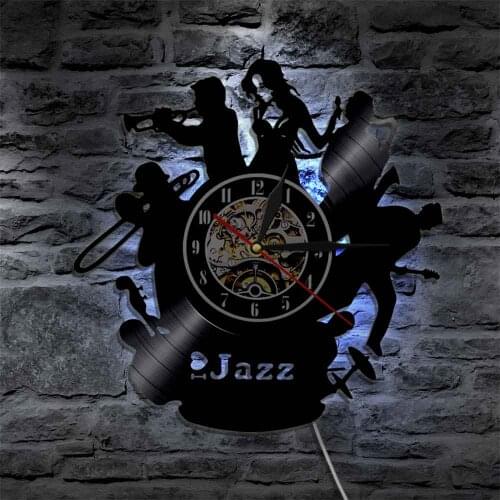 Saxophone Music Wall Clock Saxophone Jazz Music Band Vinyl Record Wall Clock Modern Design Home Decor Jazz Music Lover Gift