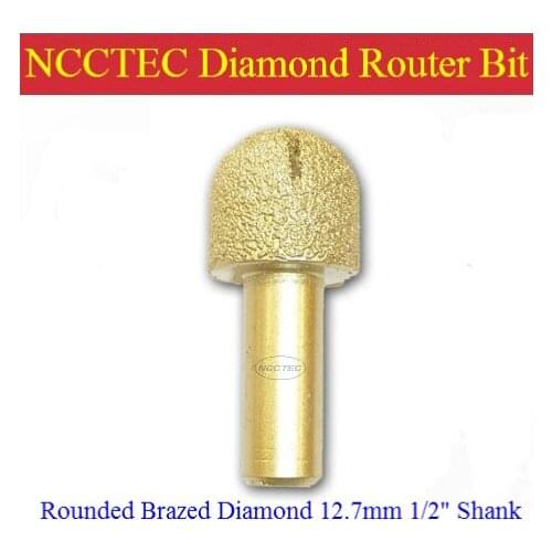 NCCTEC Rounded diamond vacuum Brazing brazed router bit with 1/2" Shank FREE shipping | marble, granite slabs edge WET tools