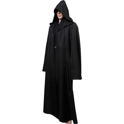 New Darth Vader Terry Jedi Black Robe Jedi Knight Hoodie Cloak Halloween Cosplay Costume Cape For Adult