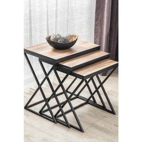 Venetian Black Metal Pedestal, Walnut Veneer Zigon coffee table coffee tables table basse furniture living room table