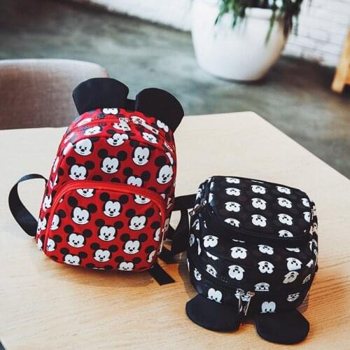 Disney 2019 Minnie Girls Backpack Kids Mickey Mouse School Bag New Cartoon Children Boy Backpacks Nylon Kindergarten Bags