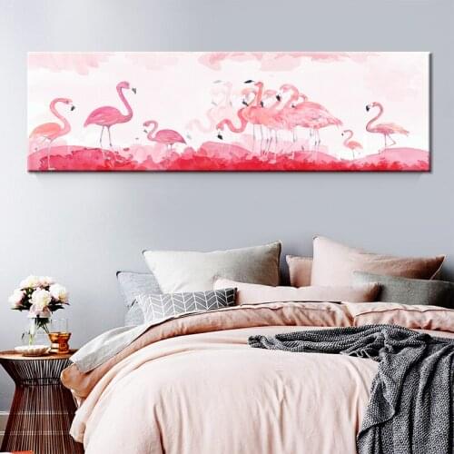 Nordic Flamingo Flower Wall Art Canvas Poster Pink Minimalist Print Painting Scandinavian Decoration Picture Living Room Decor