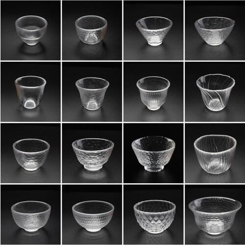 Glass Hammer Pattern Tea Cup TeaCup Tea Bowl Master Cup Transparent Hammer Patterned Ice Pattern Kung Fu Tea Set Thickened