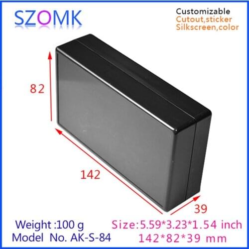 Szomk new arrival abs material black plastic junction housing (1pcs) 142*82*39mm hot selling abs plastic enclosure for pcb board