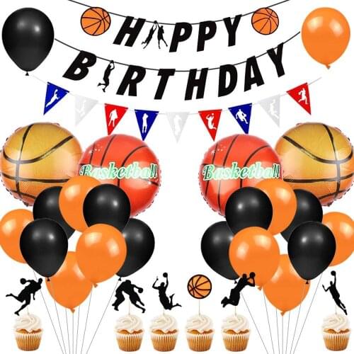 Basketball Party Decorations Basketball Birthday Banner Cupcake Toppers Party Foil Balloons for Kids Birthday Bouquet Decor