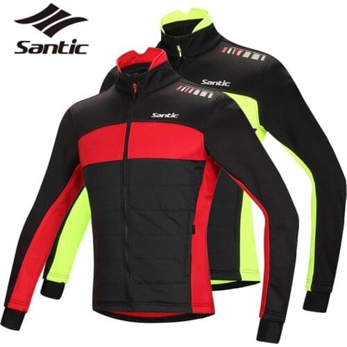 Santic Pro Men Cycling Jacket Winter Windproof Thermal Fleece Bike Jacket Cycle Clothing Bicycle Wind Coat Ropa Ciclismo Jackets