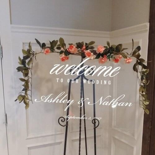 Vinyl Wedding Decal Stickers For Welcome Sign Personalised Custom names and date Wedding Signs DIY Chalkboard Mirror Decor LC952