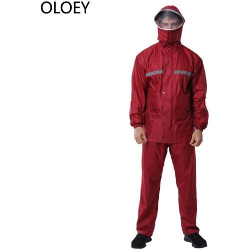 Waterproof Raincoat Nylon Pants Set Rain Jacket Suit Men Universal Rainwear Poncho Plastic Survival Outdoor Adult Raincoat Rain