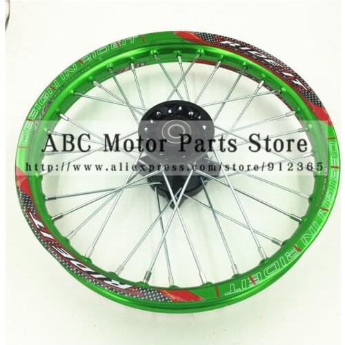 Green Pit Bike Racing 1.40 - 14" Inch Alloy Front Wheel Rim with 32 holes For 60/100-14 tyre PIT PRO Thumpstar KTM CRF
