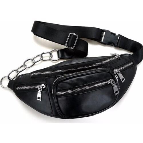 Womens Belt Waist Bag Women Waist Pack Cell Phone Mini 2021 Solid Pu Leather Handbag Women Chest Pack Punk Bag