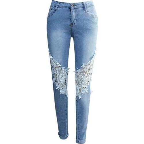 Women Sequin Pattern Stretch Casual Solid Color Trousers Vintage Jeans Womens Blue Jeans 2021 Fall Boyfriend Denim Skinny Pants