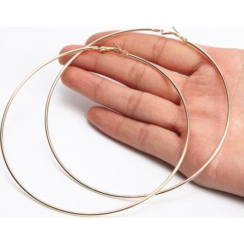 Big Size 90/100mm Hoop Earrings for Women Classice Round silver color Gold Circle Women Jewelry Accessory Punk Brincos Pendiente
