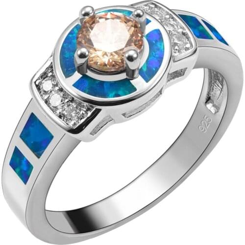 Morganite With Blue Fire Opal 925 Sterling Silver Ring For Woman Size 6 7 8 9 10 R1526