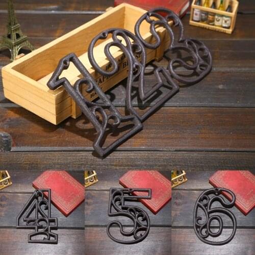 0-9 Cast Iron Digits House Number Plates House Hotel Door Plate Retro Room Address Number Plaque Home Garden Wall Decoration