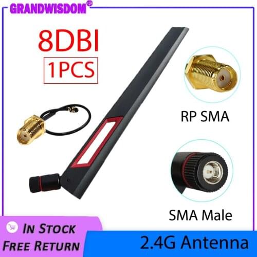 2.4GHz WiFi Antenna 8dBi Aerial RP-SMA Male Connector 2.4 ghz antena wi-fi Router +21cm PCI U.FL IPX to SMA Male Pigtail Cable