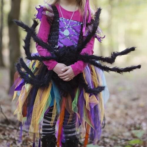 1Pc Horror Big Plush Spider 75cm Halloween Party Black Giant Spider Decoration Props Kids Toy Haunted House Home Bar Scary Decor