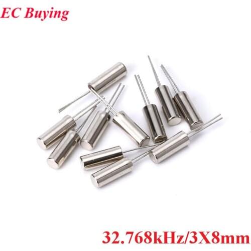 10pcs 32.768kHz 32.768 kHz 32768HZ 32.768k Hz Frequency Oscillator Crystal Cylender 3X8 mm 3*8mm 3X8MM 3mmx8mm 3mm*8mm
