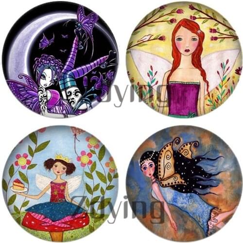 10pcs/lot Flowers butterfly Fairy Girls Pattern Round Glass Cabochon & Glass Dome Beads Demo Flat Back Making Jewelry Findings