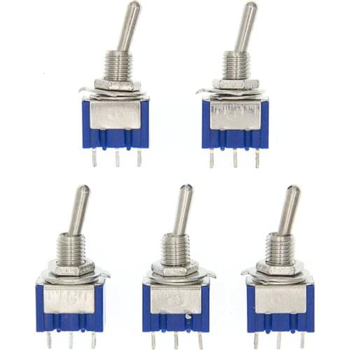 10pc Blue Mini MTS-102 3-Pin SPDT ON-ON 6A 125VAC Miniature Toggle Switches