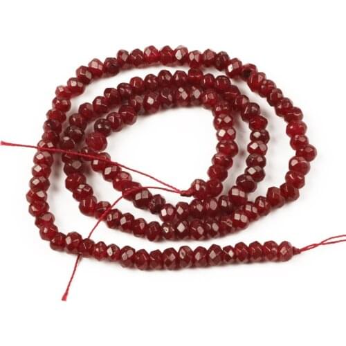 2-4mm Natural Beads Stone Faceted Flat Dark Red Jades Beads for Jewelry Making DIY Bracelet Necklace