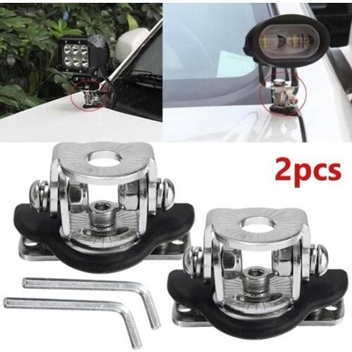 2Pcs Car LED Work Light Clamp Holder Stainless Steel Pillar Hood Mount Bracket Holder Universal Offroad SUV Engine Cover Clamp