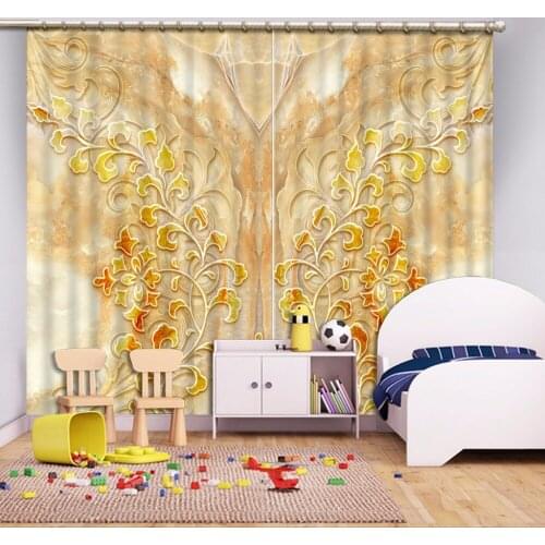 3D Photo Curtains Embossed marble Curtains For Living room Luxury Window Curtains Home Decoration