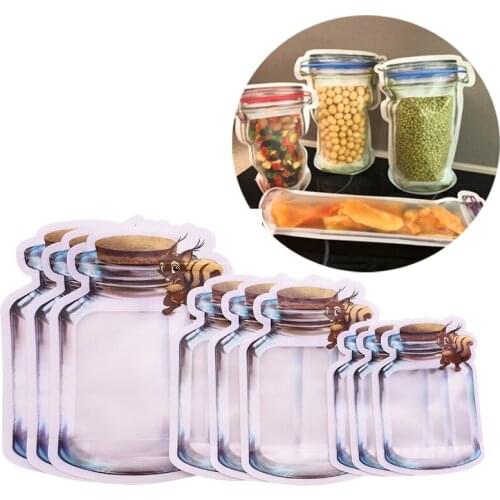 5-12 Seal Reusable Jar Bottles Organizer Bags Food Container Zipper Bags Food Storage Organizer Ziplock Bags Kitchen Organizer
