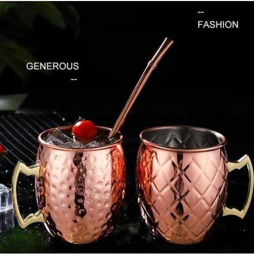 550ml Moscow Mule Mug Beer Cup Eco-friendly Corrosion Resistant Stainless Steel Copper Plated Coffee Cup Mug for Dorm