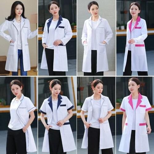 White lab clothes short/long sleeved coats beauty salon workwear section Uniforms women spa uniforms work clothing Lab coats new
