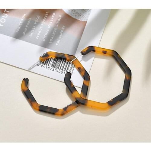 Bohemia Fashion Handmade Acrylic Earrings Colorful Geometric Leopard Print Acetic Acrylic C Shape Earrings For Women Fashion